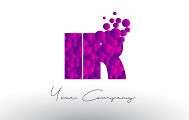 IR I R Dots Letter Logo with Purple Bubbles Texture.