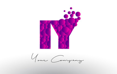 IY I Y Dots Letter Logo with Purple Bubbles Texture.