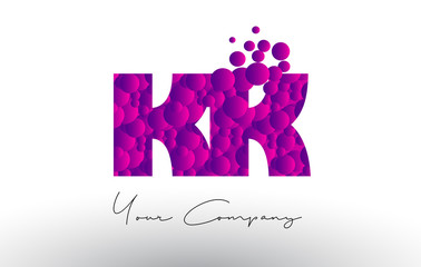 KK K K Dots Letter Logo with Purple Bubbles Texture.