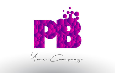 PB P B Dots Letter Logo with Purple Bubbles Texture.