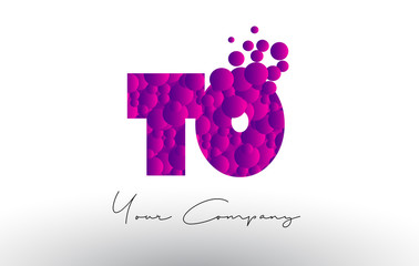 TO T O Dots Letter Logo with Purple Bubbles Texture.