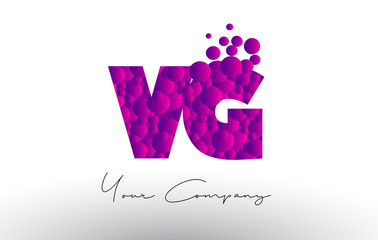 VG V G Dots Letter Logo with Purple Bubbles Texture.