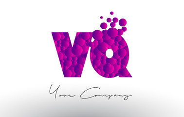 VQ V Q Dots Letter Logo with Purple Bubbles Texture.