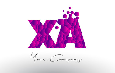 XA X A Dots Letter Logo with Purple Bubbles Texture.