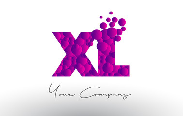 XL X L Dots Letter Logo with Purple Bubbles Texture.