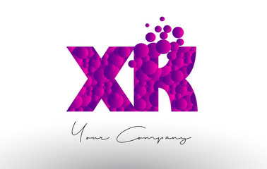 XK X K Dots Letter Logo with Purple Bubbles Texture.