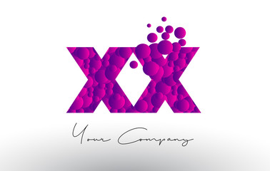 XX X X Dots Letter Logo with Purple Bubbles Texture.