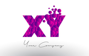 XY X Y Dots Letter Logo with Purple Bubbles Texture.