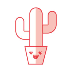 cactus office plant kawaii character vector illustration design