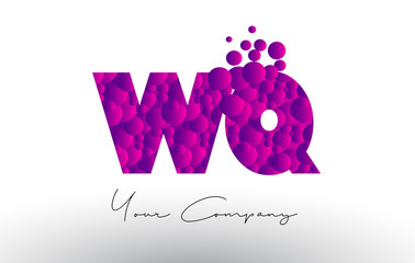 WQ W Q Dots Letter Logo with Purple Bubbles Texture.