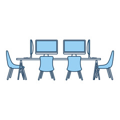 office workplace meeting room escene icon vector illustration design