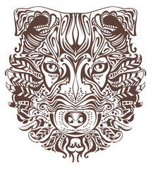 Abstract graphic drawing of dog head