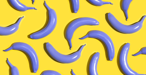 Series of painted purple bananas