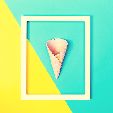 Ice cream cone on a bright background