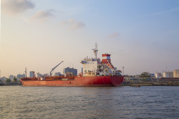 Fototapeta premium Logistic concept,Tanker was unloading oil to refineries.