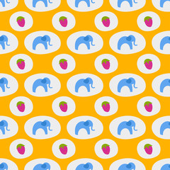 Seamless pattern of blue elephants background childrens cute african animal ornament print texture