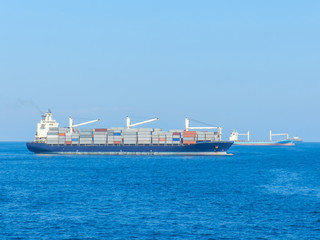 Logistic concept,Container ship sailing at sea. In order to ship the container to the destination port.