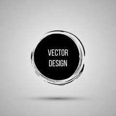 Hand drawn circle shape. Label, logo design element, frame. Brush abstract wave. Vector illustration. - 159248395