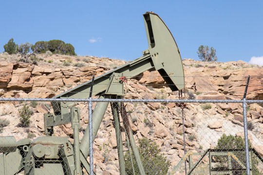 Head Of A Green Natural Gas Pump Jack In New Mexico