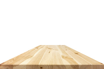 Natural wood pattern table top isolated on white background