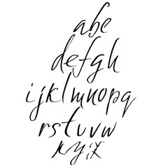 Hand drawn elegant calligraphy font. Modern brush lettering. Grunge style alphabet. Vector illustration.