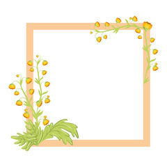 decorative frame with flowers icon over white background colorful design vector illustration