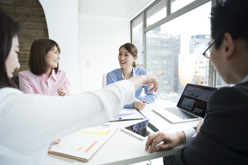 Office workers are meeting