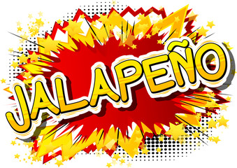 Jalapeño - Comic book style word on abstract background.