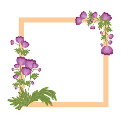 decorative frame with flowers icon over white background colorful design vector illustration