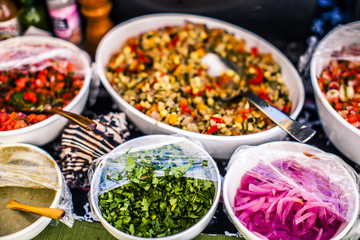 Toppings for a BBQ at the beach