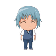 cute little boy anime facial expression image vector illustration