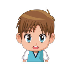 face cute anime tennager facial expression vector illustration