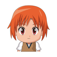 face cute anime tennager facial expression vector illustration