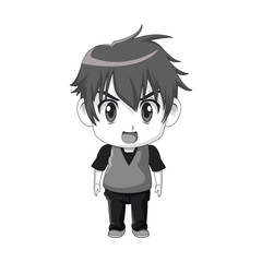 cute little boy anime facial expression image vector illustration