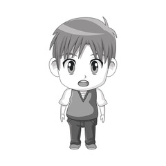 cute little boy anime facial expression image vector illustration