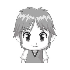 face cute anime tennager facial expression vector illustration