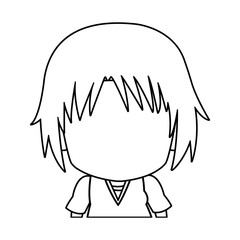 faceless anime tennager hair style contour vector illustration