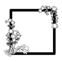 decorative frame with flowers icon over white background vector illustration