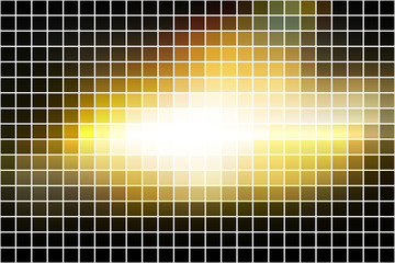 Black yellow white square mosaic background over white