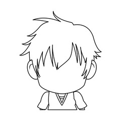 faceless anime tennager hair style contour vector illustration