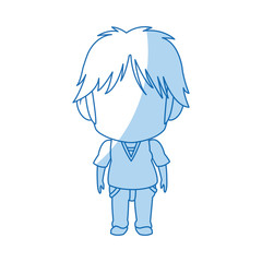 blurred thin silhouette of anime little boy vector illustration