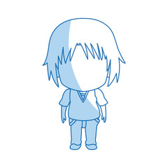 blurred thin silhouette of anime little boy vector illustration