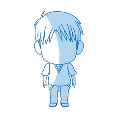 blurred thin silhouette of anime little boy vector illustration