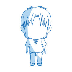 blurred thin silhouette of anime little boy vector illustration