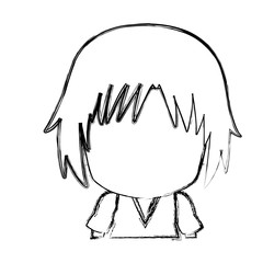 blurred silhouette of faceless head of little kid anime with haircut style vector illustration