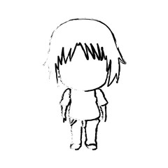 blurred thin silhouette of anime little boy vector illustration