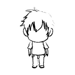 Fototapeta premium blurred thin silhouette of anime little boy vector illustration