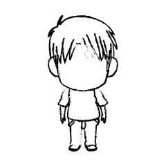 blurred thin silhouette of anime little boy vector illustration