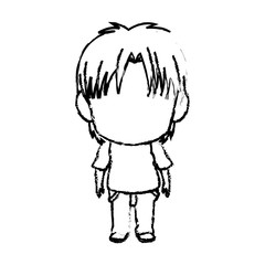 blurred thin silhouette of anime little boy vector illustration