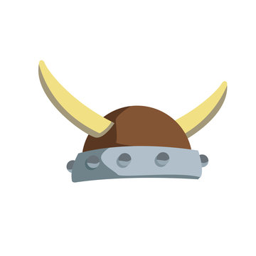 viking horned helmet ancient costume vector illustration